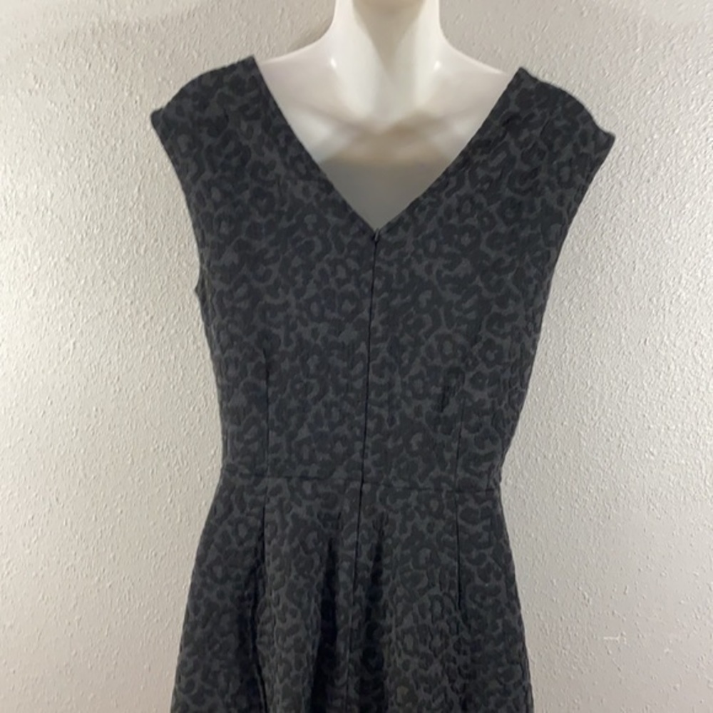 NWT Loft gray black leopard textured flare dress - Picture 13 of 14